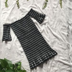 Smocked mini of the shoulder dress